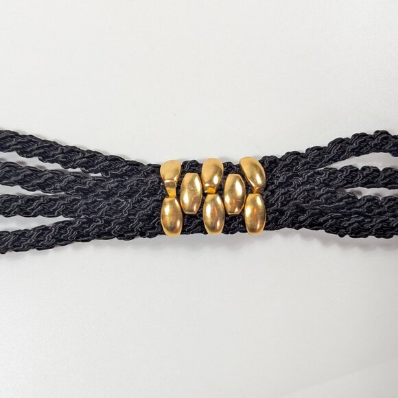 SITI Cloisonne Round Black & Blue Belt Buckle & Black Braided Cord Belt Vintage - Picture 7 of 7